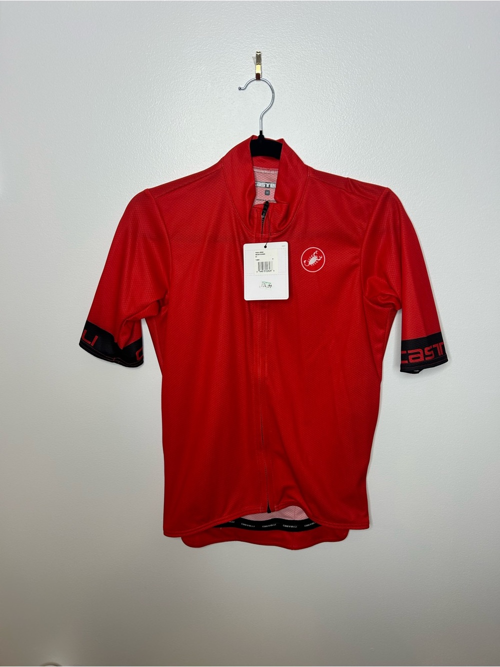 Men's Red Short-Sleeve Zip-Up Cycling Jersey by Castelli